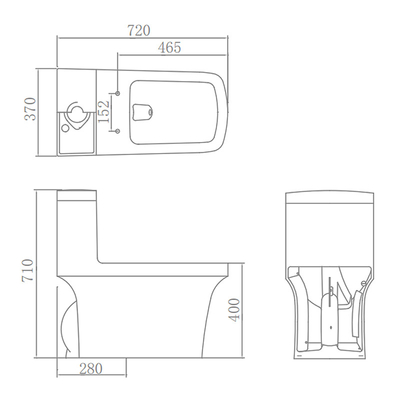 Soft Closed single piece water closet Ceramic Siphonic Flushing