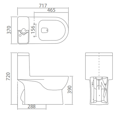 Sanitary Ware One Piece Toilets , Soft closed Dual Flush Water Closet